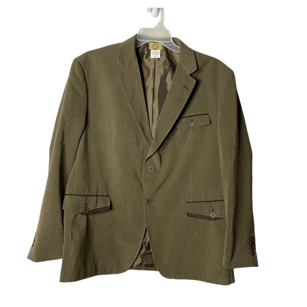 Haband Travelers Men's Corduroy Blazer Jacket Size XL Tan Brown 50R Two Button